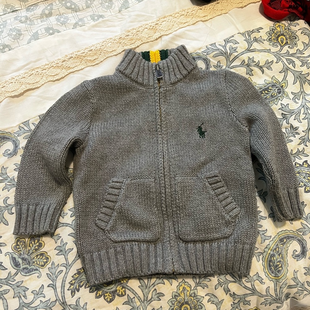 Gray infant ' Sweater with Embroidered Logo Polo